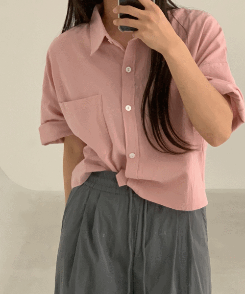 베티 무지 롤업 반팔 반소매 여름 오버핏 포켓 셔츠 남방 2colors